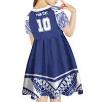 Custom Samoa Rugby Kid Short Sleeve Dress Pacific Motifs - Polynesian Pride
