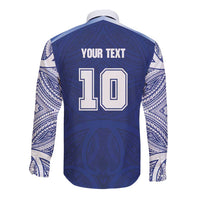 Custom Samoa Rugby Long Sleeve Button Shirt Pacific Motifs - Polynesian Pride