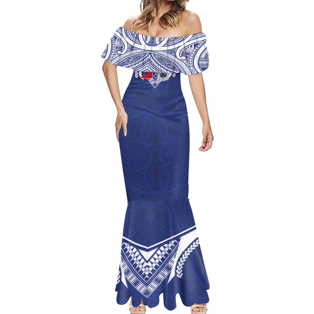 Custom Samoa Rugby Mermaid Dress Pacific Motifs - Polynesian Pride