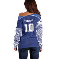 Custom Samoa Rugby Off Shoulder Sweater Pacific Motifs - Polynesian Pride