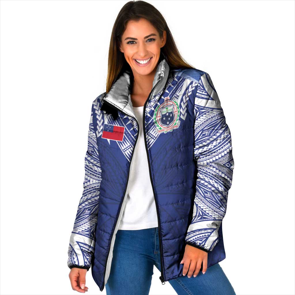 Custom Samoa Rugby Padded Jacket Pacific Motifs - Polynesian Pride
