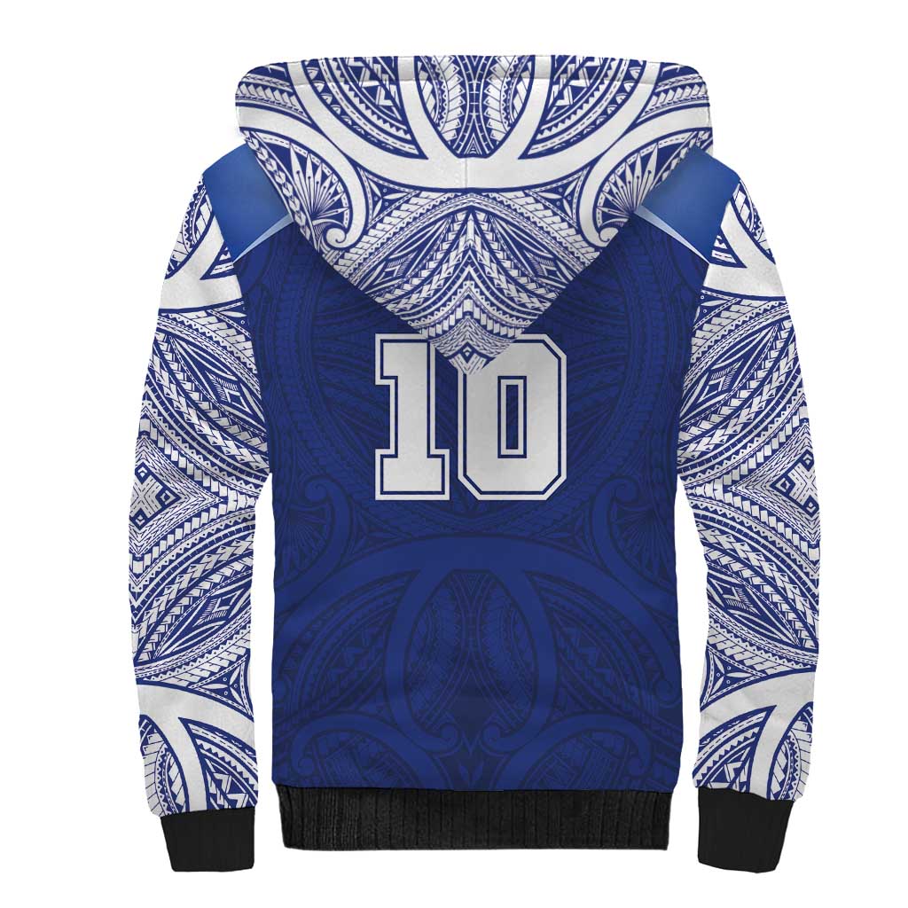 Custom Samoa Rugby Sherpa Hoodie Pacific Motifs - Polynesian Pride