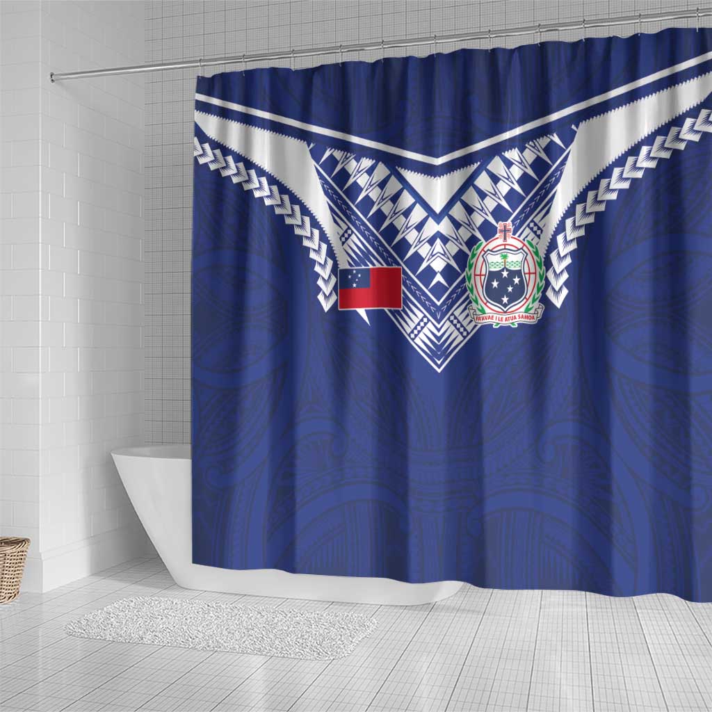 Samoa Rugby Shower Curtain Pacific Motifs - Polynesian Pride