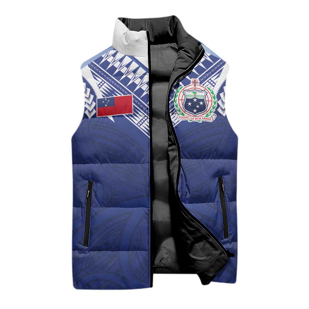 Custom Samoa Rugby Sleeveless Puffer Jacket Pacific Motifs - Polynesian Pride