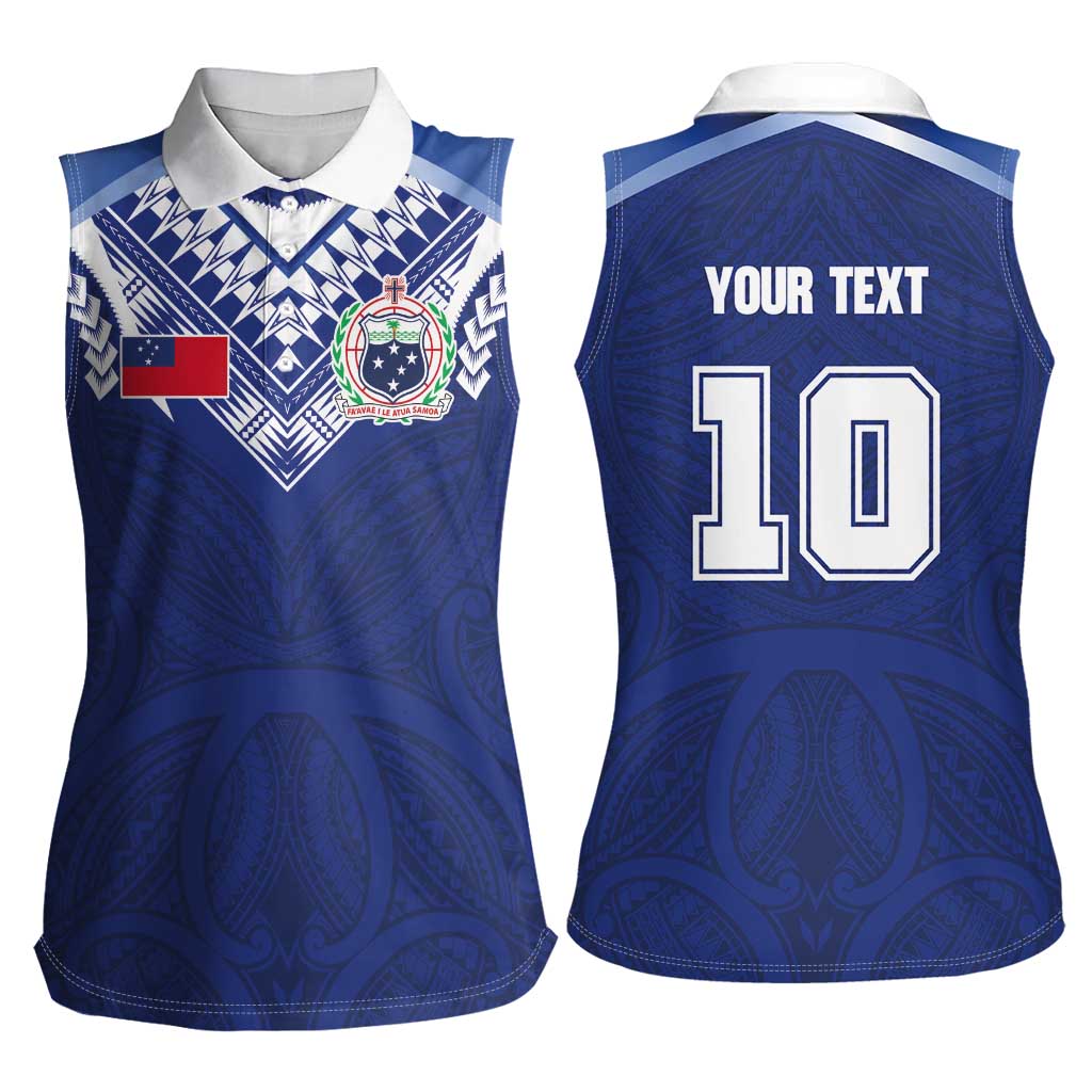Custom Samoa Rugby Women Sleeveless Polo Shirt Pacific Motifs - Polynesian Pride