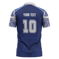 Custom Samoa Rugby Zipper Polo Shirt Pacific Motifs - Polynesian Pride