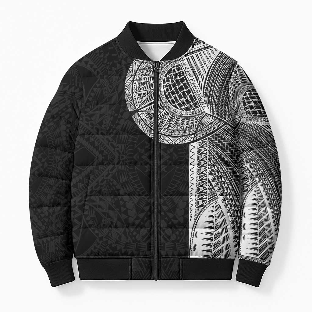 Samoan Tatau Bomber Puffer Jacket Art Tribal Traditional Tattoos LT03 Unisex Black - Polynesian Pride