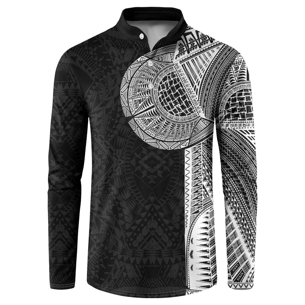 Samoan Tatau Button Sweatshirt Art Tribal Traditional Tattoos LT03 Black - Polynesian Pride