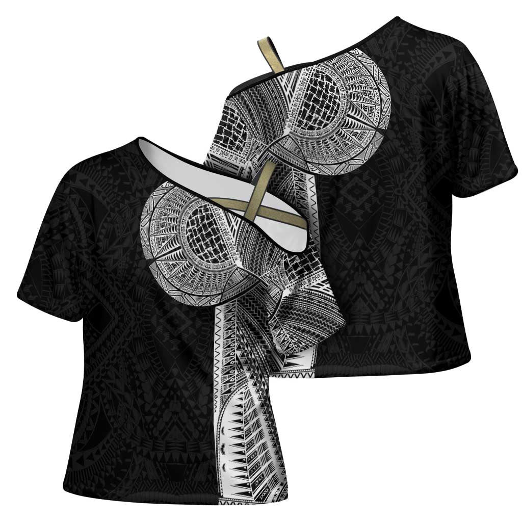 Samoan Tatau Cross Shoulder Shirt Art Tribal Traditional Tattoos LT03 - Polynesian Pride