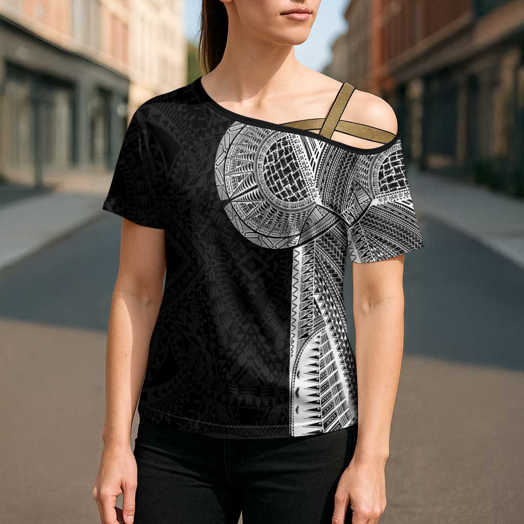 Samoan Tatau Cross Shoulder Shirt Art Tribal Traditional Tattoos LT03 - Polynesian Pride