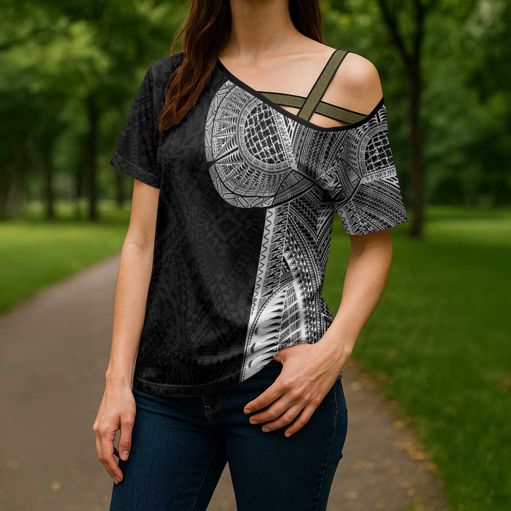 Samoan Tatau Cross Shoulder Shirt Art Tribal Traditional Tattoos LT03 - Polynesian Pride