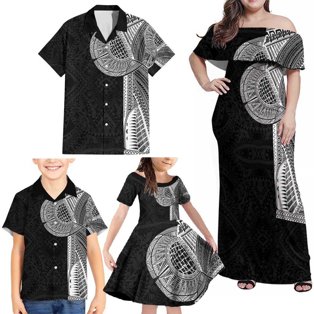 Samoan Tatau Family Matching Off Shoulder Maxi Dress and Hawaiian Shirt Art Tribal Traditional Tattoos - Polynesian Pride