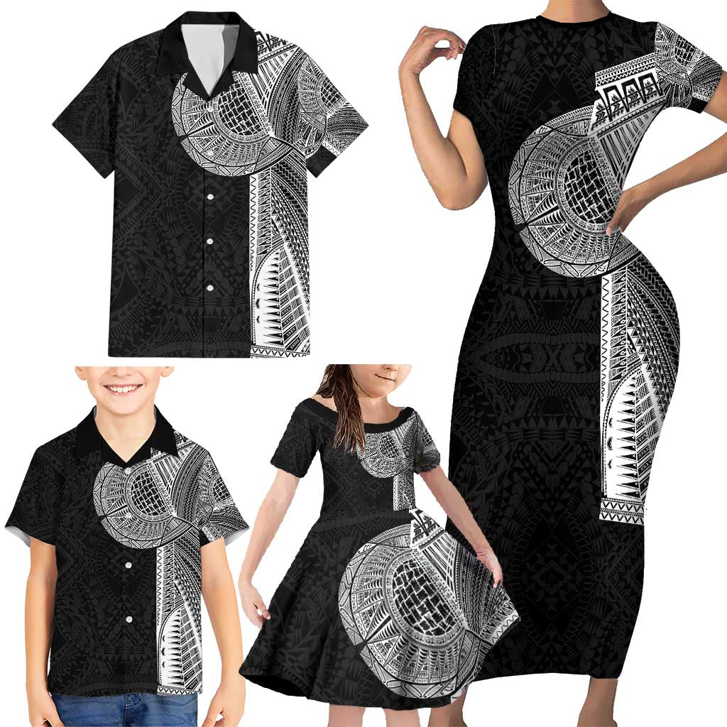 Samoan Tatau Family Matching Short Sleeve Bodycon Dress and Hawaiian Shirt Art Tribal Traditional Tattoos - Polynesian Pride