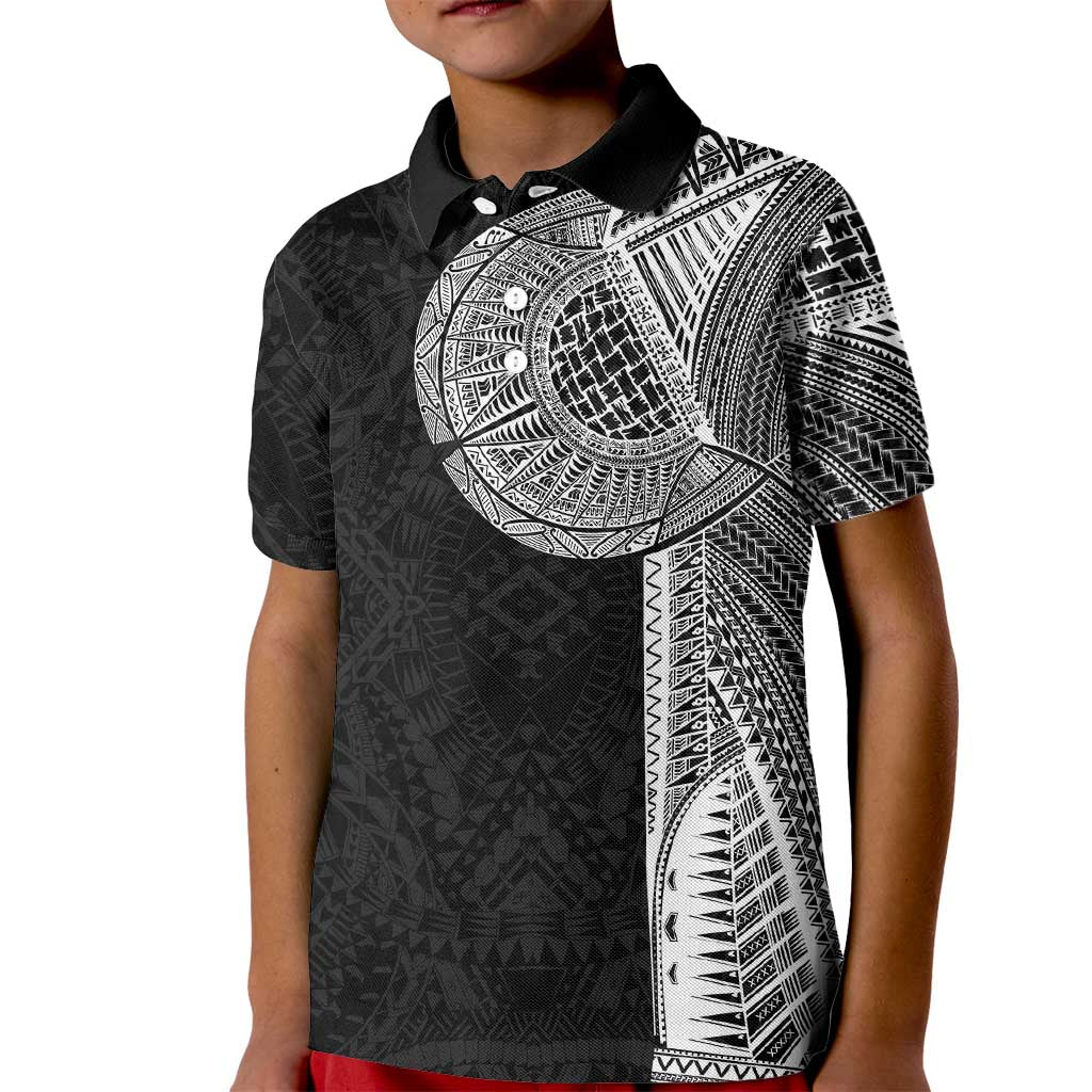Samoan Tatau Kid Polo Shirt Art Tribal Traditional Tattoos LT03 Kid Black - Polynesian Pride