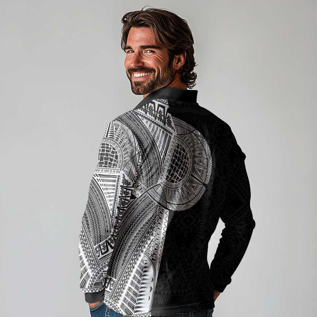 Samoan Tatau Long Sleeve Polo Shirt Art Tribal Traditional Tattoos LT03 - Polynesian Pride