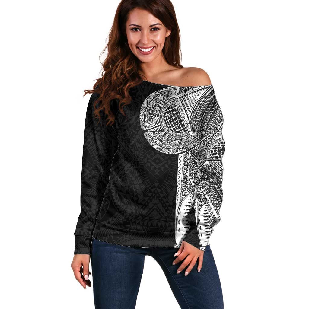 Samoan Tatau Off Shoulder Sweater Art Tribal Traditional Tattoos - Polynesian Pride