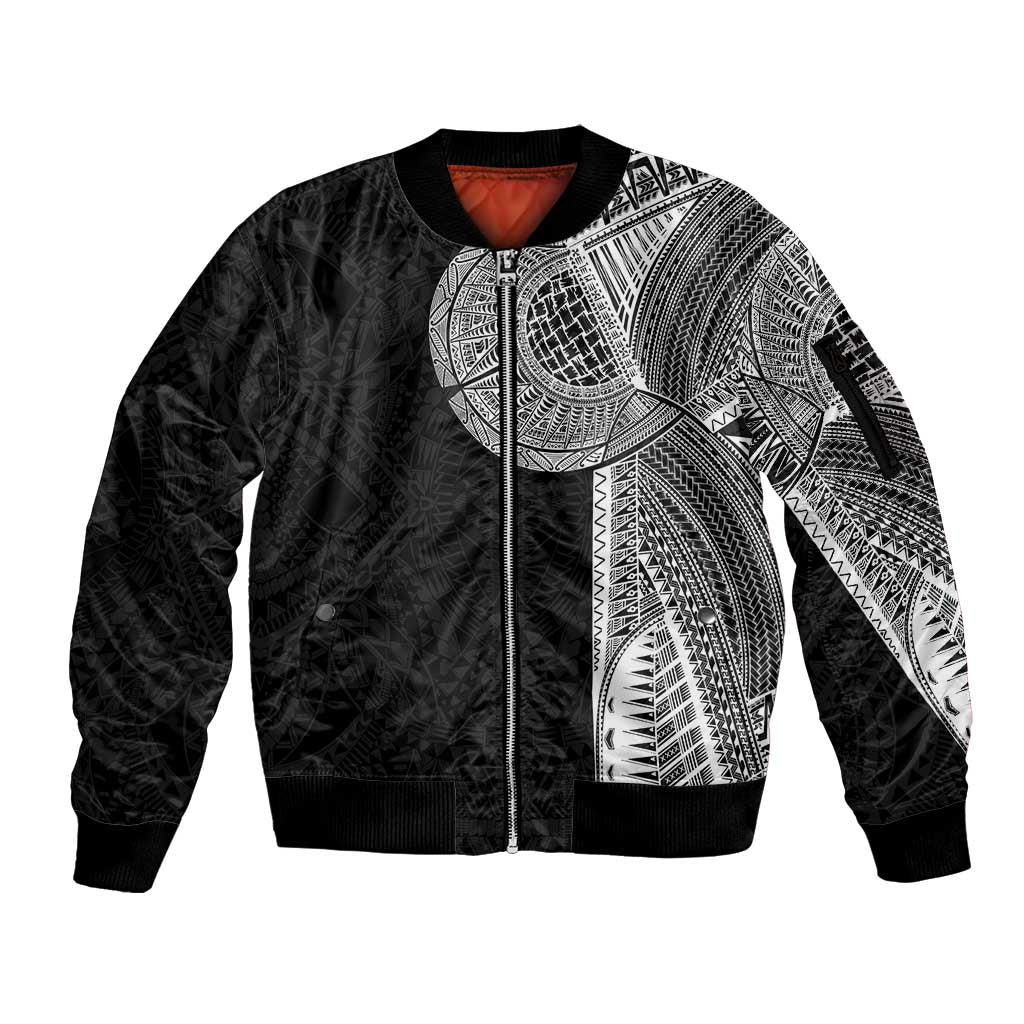 Samoan Tatau Sleeve Zip Bomber Jacket Art Tribal Traditional Tattoos LT03 Unisex Black - Polynesian Pride
