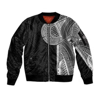Samoan Tatau Sleeve Zip Bomber Jacket Art Tribal Traditional Tattoos LT03 Unisex Black - Polynesian Pride