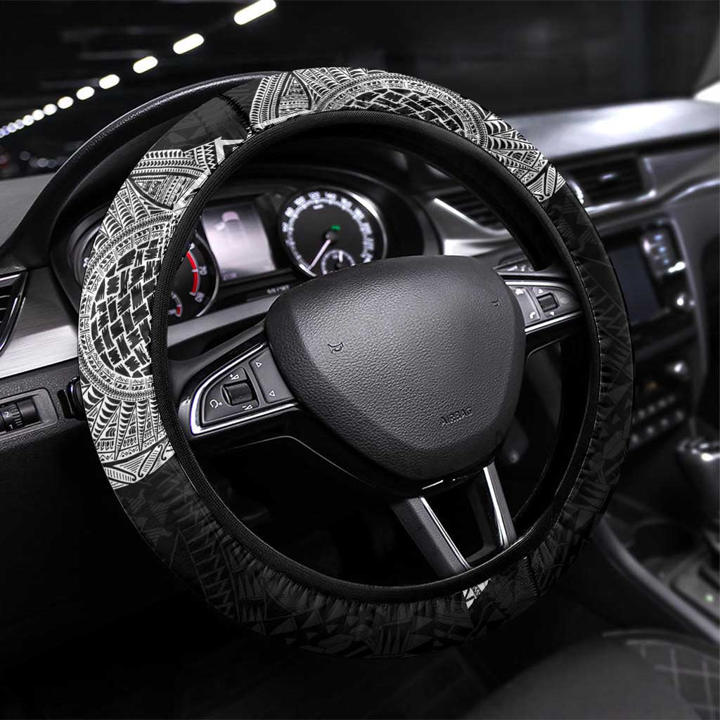 Samoan Tatau Steering Wheel Cover Art Tribal Traditional Tattoos LT03 Universal Fit Black - Polynesian Pride