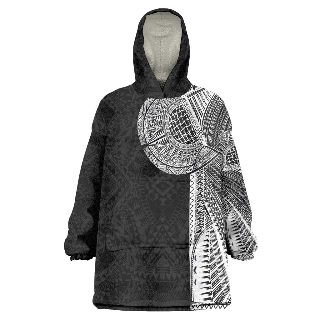 Samoan Tatau Wearable Blanket Hoodie Art Tribal Traditional Tattoos LT03 One Size Black - Polynesian Pride