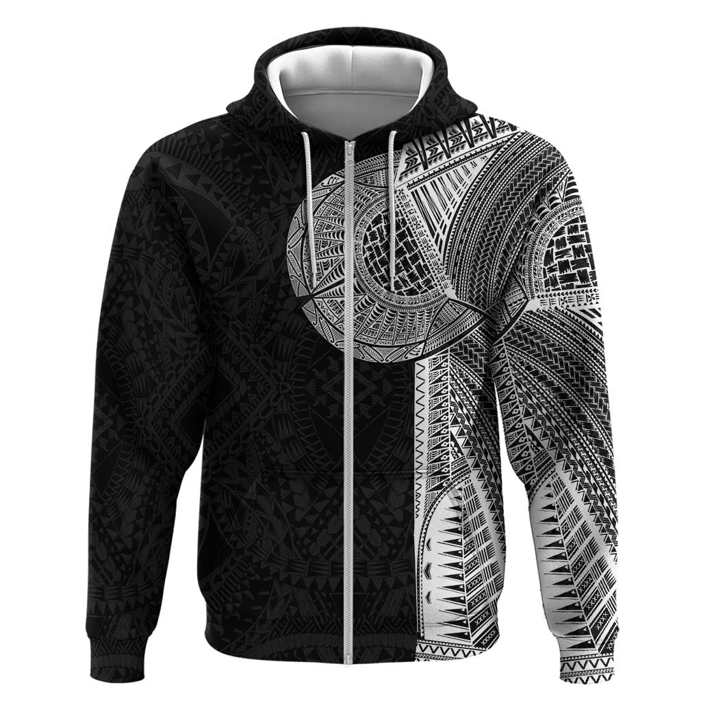 Samoan Tatau Zip Hoodie Art Tribal Traditional Tattoos LT03 Zip Hoodie Black - Polynesian Pride