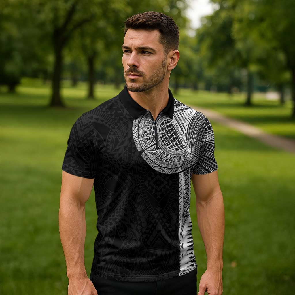 Samoan Tatau Zipper Polo Shirt Art Tribal Traditional Tattoos LT03 - Polynesian Pride