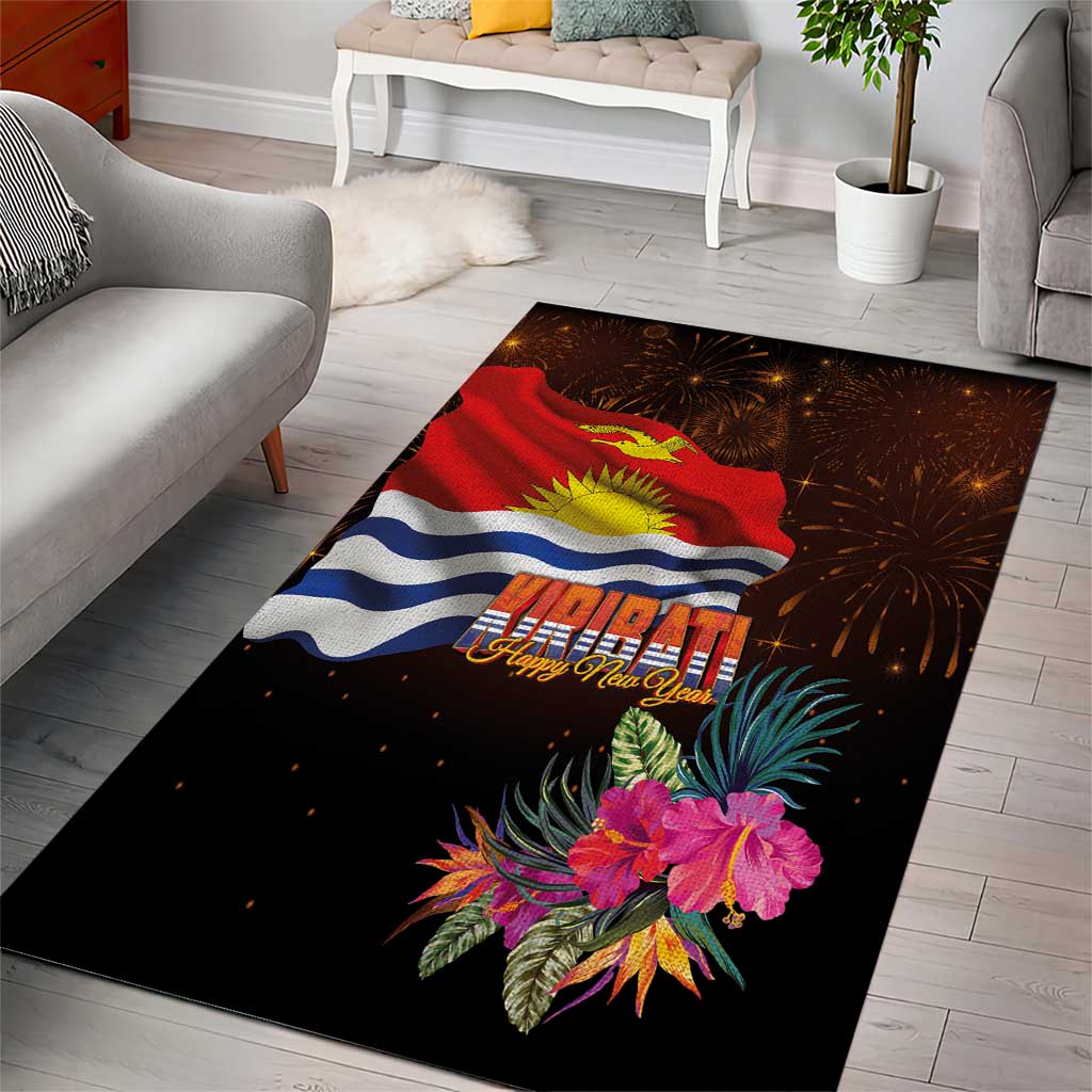 Kiribati Flag and Fireworks Area Rug First Place Welcome the New Year - Polynesian Pride