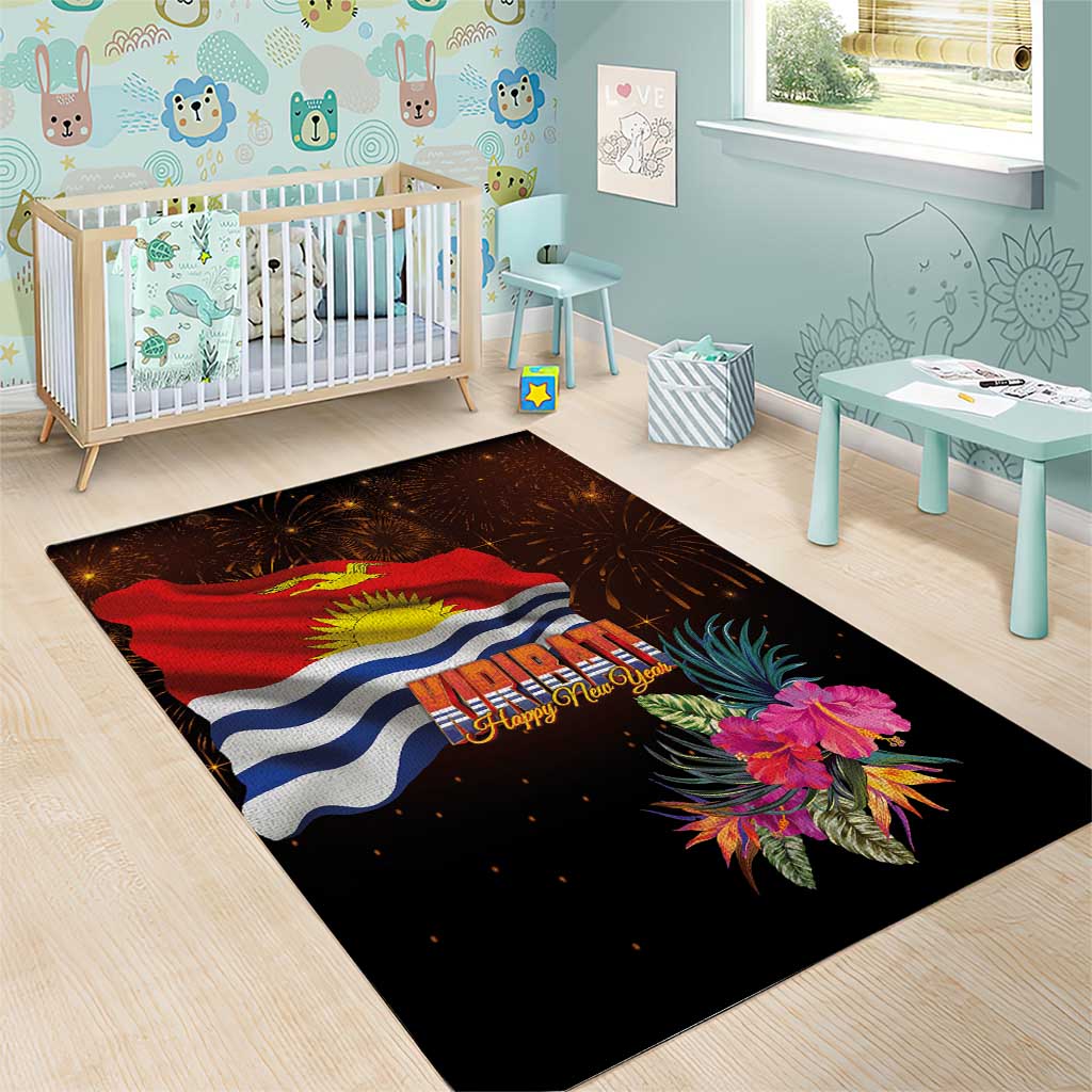 Kiribati Flag and Fireworks Area Rug First Place Welcome the New Year - Polynesian Pride