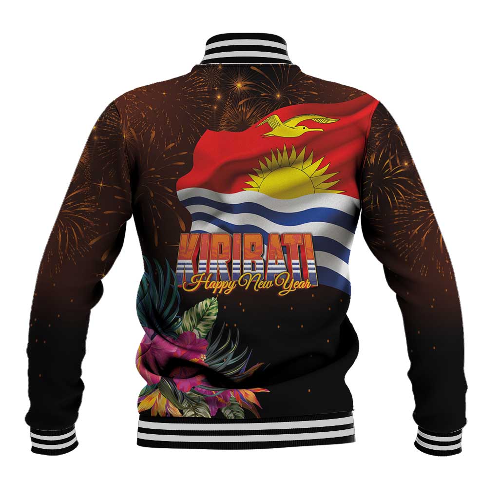 Kiribati Flag and Fireworks Baseball Jacket First Place Welcome the New Year - Polynesian Pride