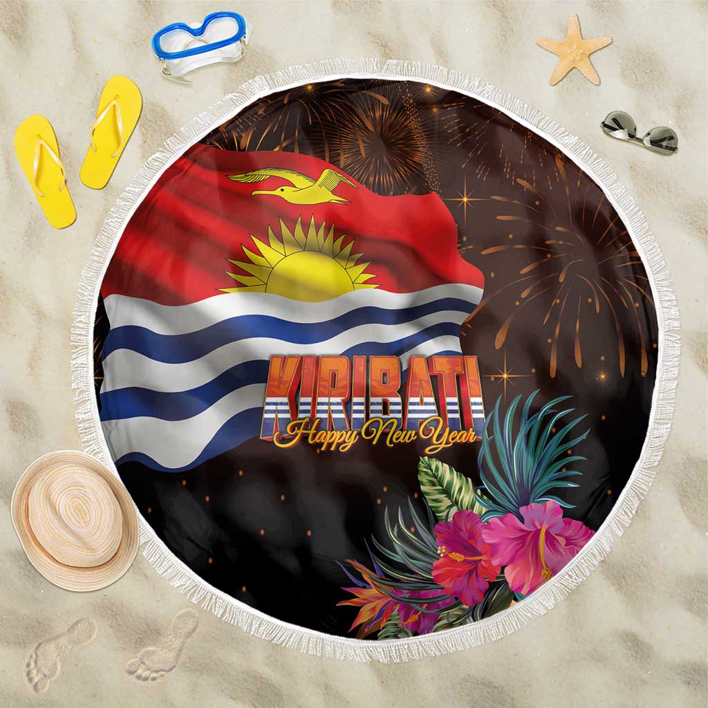 Kiribati Flag and Fireworks Beach Blanket First Place Welcome the New Year - Polynesian Pride