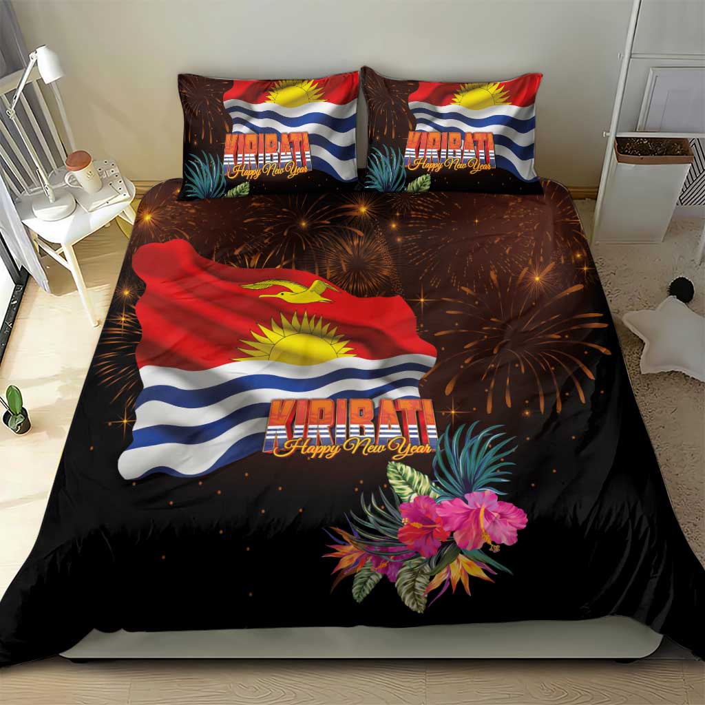 Kiribati Flag and Fireworks Bedding Set First Place Welcome the New Year - Polynesian Pride
