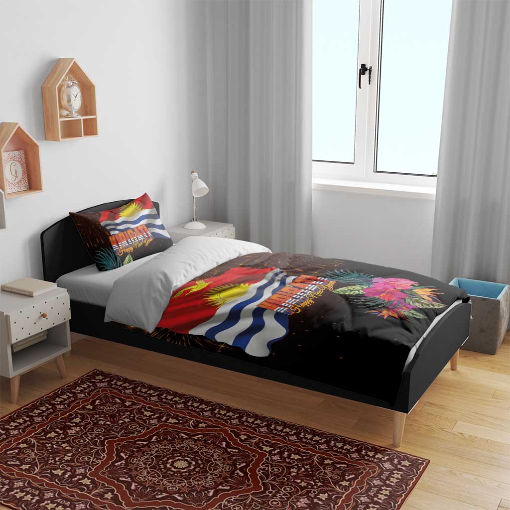 Kiribati Flag and Fireworks Bedding Set First Place Welcome the New Year - Polynesian Pride