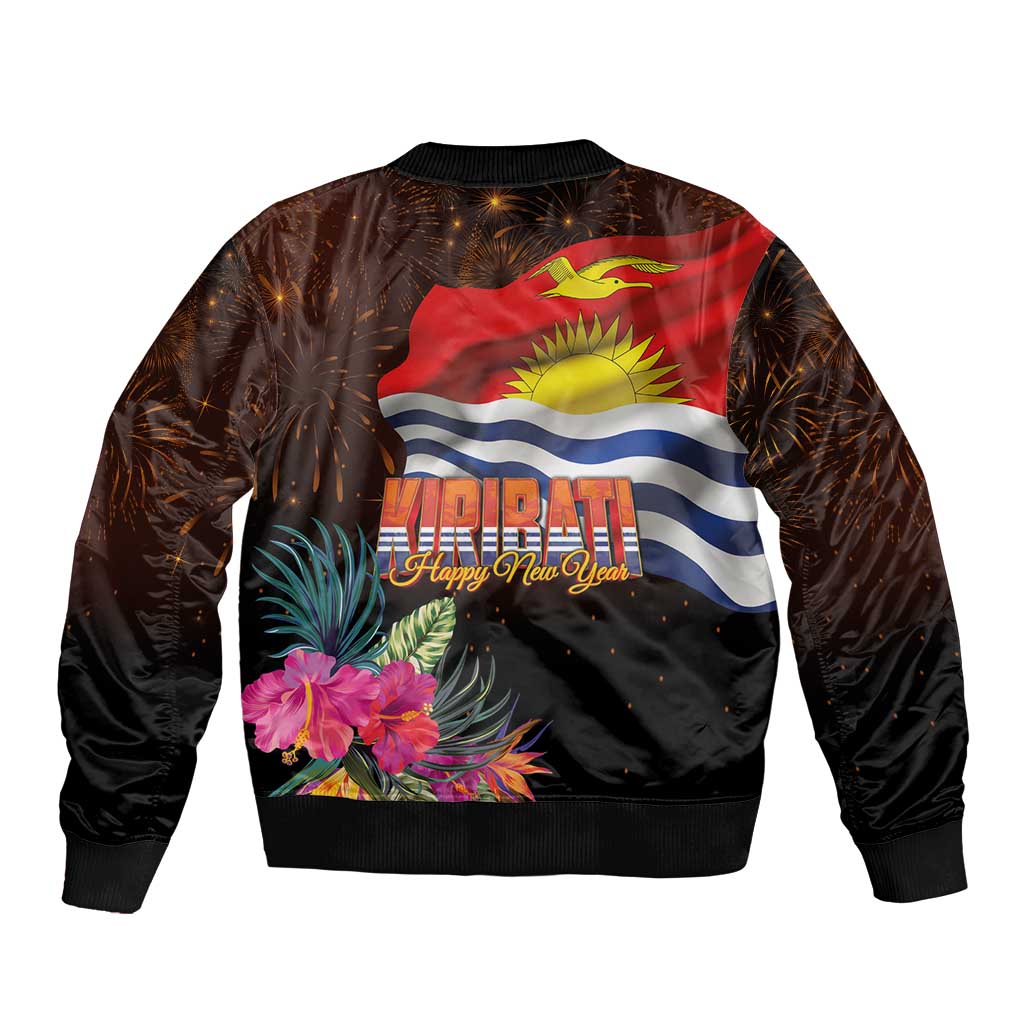 Kiribati Flag and Fireworks Bomber Jacket First Place Welcome the New Year - Polynesian Pride