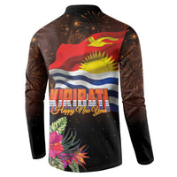 Kiribati Flag and Fireworks Button Sweatshirt First Place Welcome the New Year - Polynesian Pride