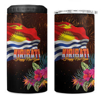 Kiribati Flag and Fireworks 4 in 1 Can Cooler Tumbler First Place Welcome the New Year - Polynesian Pride