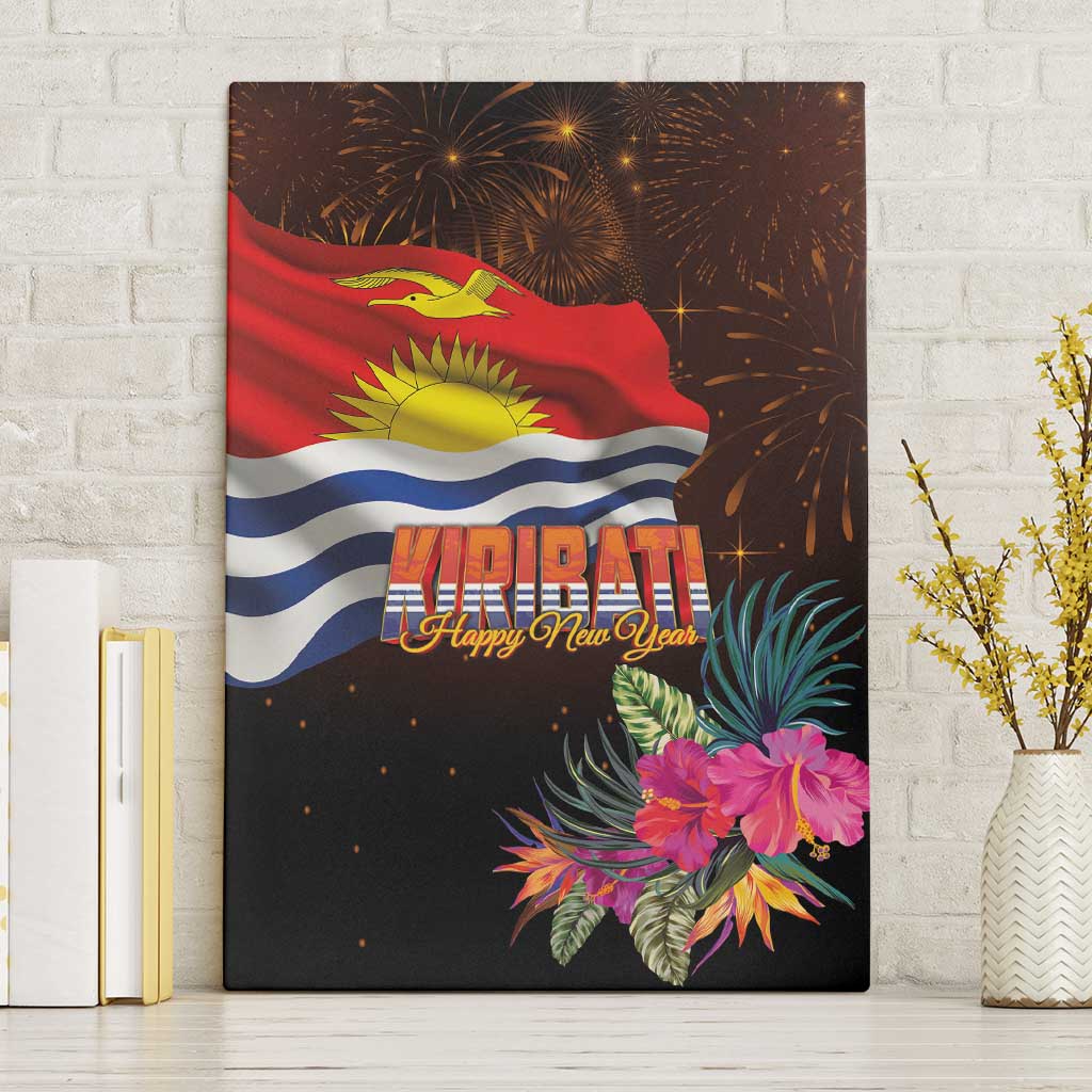 Kiribati Flag and Fireworks Canvas Wall Art First Place Welcome the New Year - Polynesian Pride