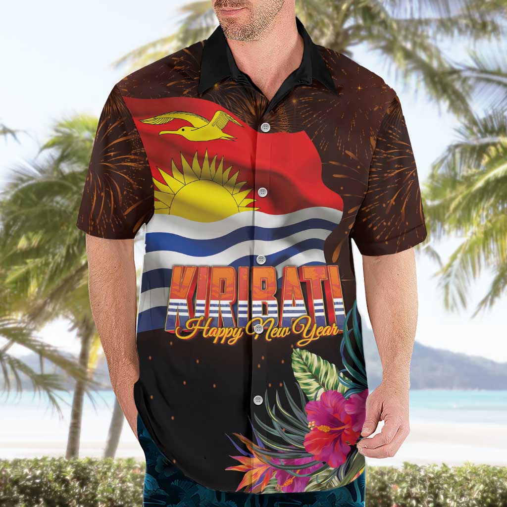 Kiribati Flag and Fireworks Hawaiian Shirt First Place Welcome the New Year LT03 - Polynesian Pride