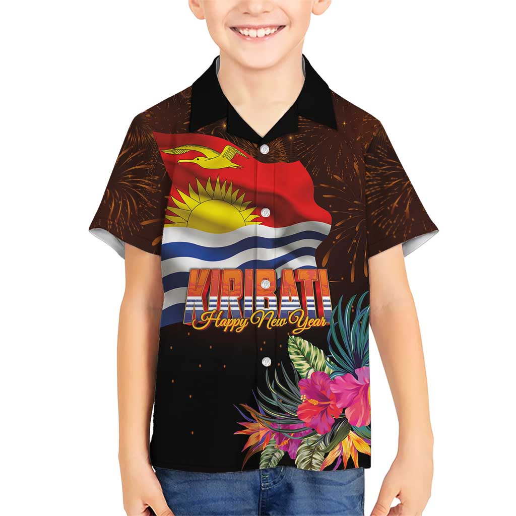 Kiribati Flag and Fireworks Hawaiian Shirt First Place Welcome the New Year LT03 - Polynesian Pride