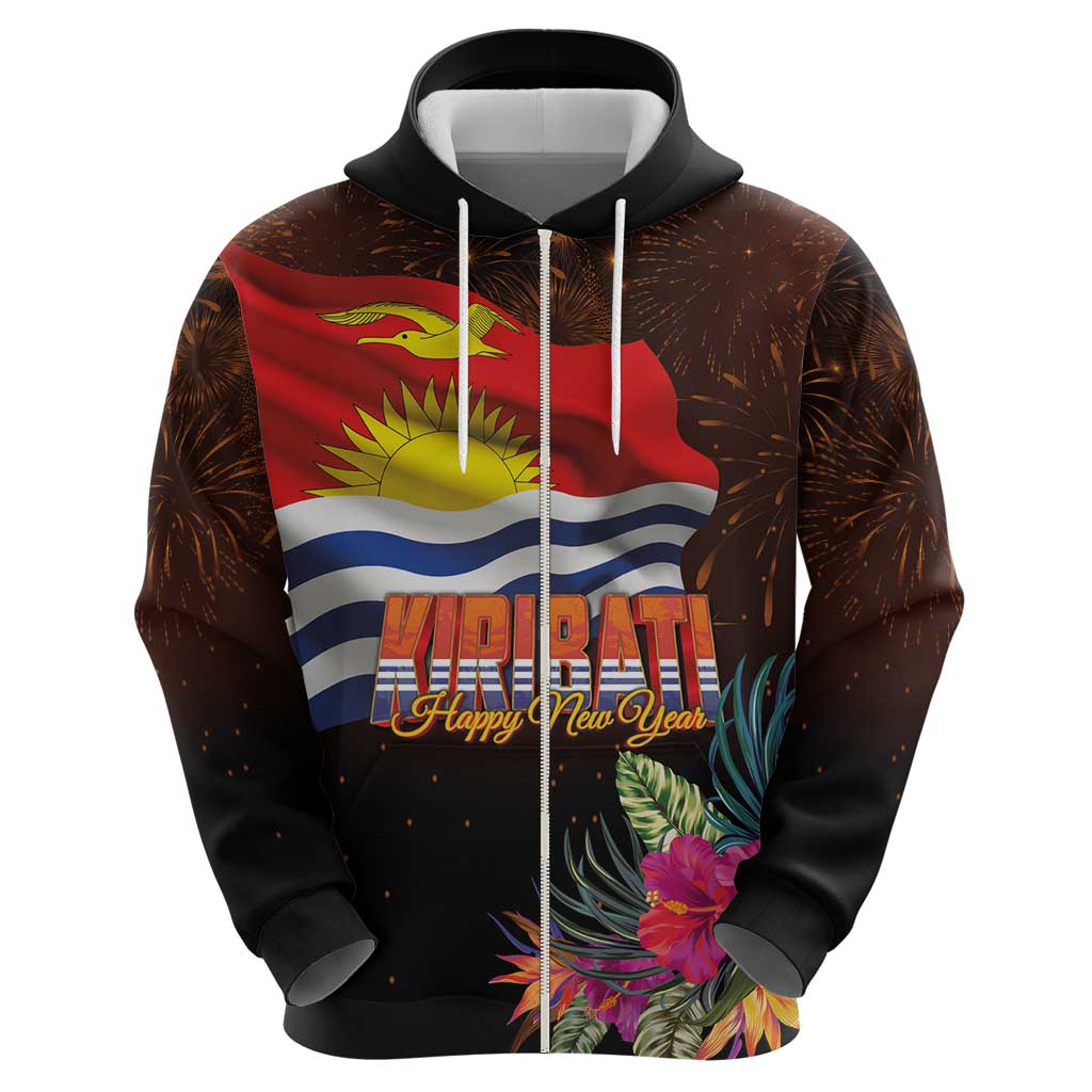 Kiribati Flag and Fireworks Hoodie First Place Welcome the New Year - Polynesian Pride