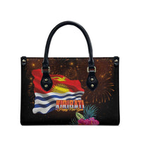 Kiribati Flag and Fireworks Leather Bag First Place Welcome the New Year - Polynesian Pride