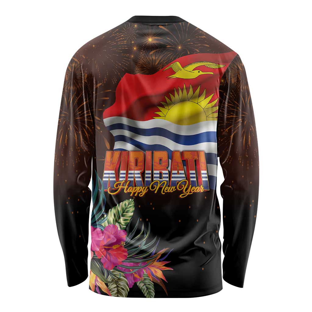 Kiribati Flag and Fireworks Long Sleeve Shirt First Place Welcome the New Year - Polynesian Pride