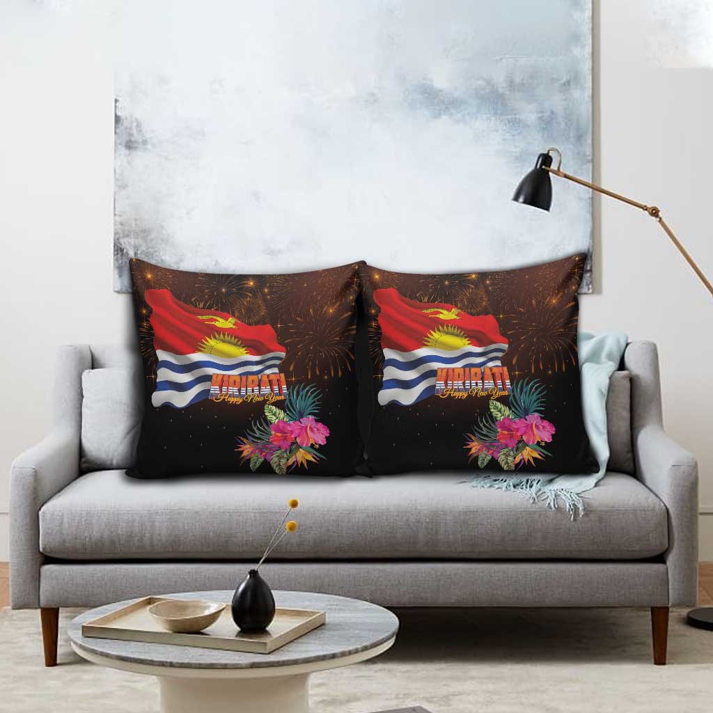 Kiribati Flag and Fireworks Pillow Cover First Place Welcome the New Year - Polynesian Pride