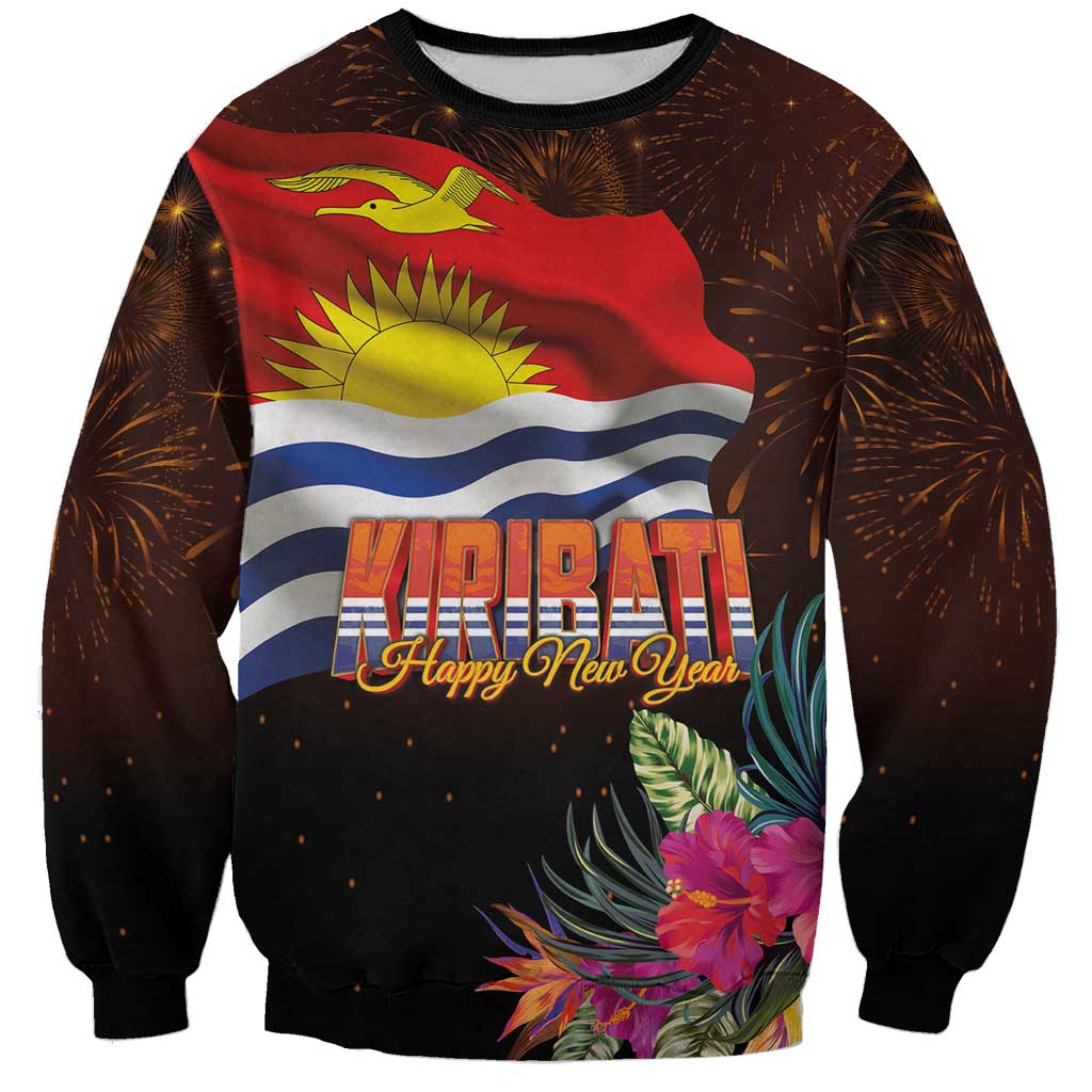 Kiribati Flag and Fireworks Sweatshirt First Place Welcome the New Year - Polynesian Pride