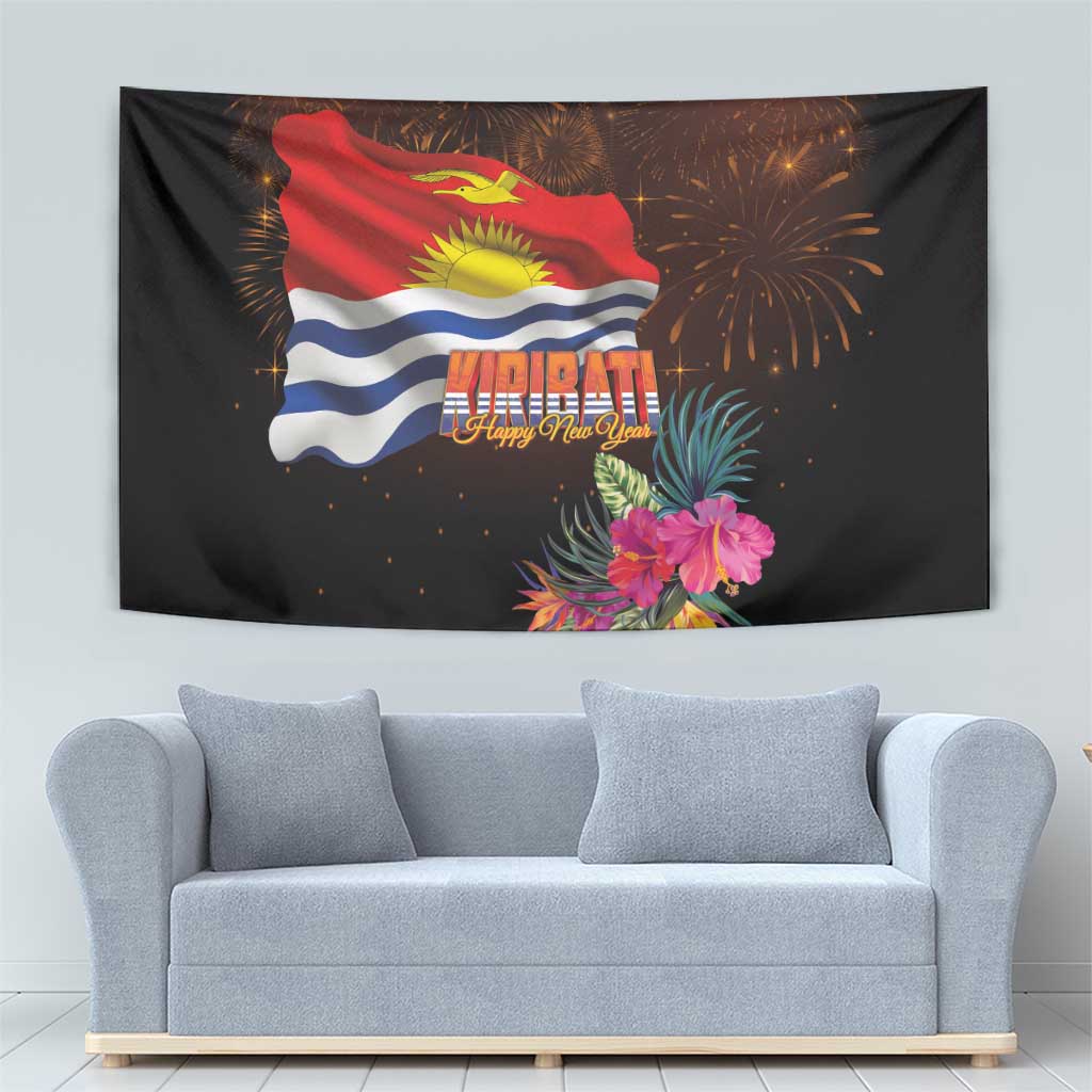 Kiribati Flag and Fireworks Tapestry First Place Welcome the New Year - Polynesian Pride