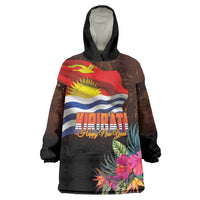 Kiribati Flag and Fireworks Wearable Blanket Hoodie First Place Welcome the New Year - Polynesian Pride