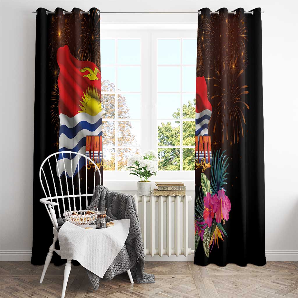Kiribati Flag and Fireworks Window Curtain First Place Welcome the New Year - Polynesian Pride