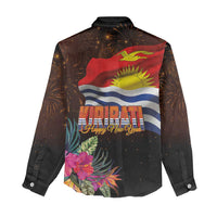 Kiribati Flag and Fireworks Women Casual Shirt First Place Welcome the New Year - Polynesian Pride