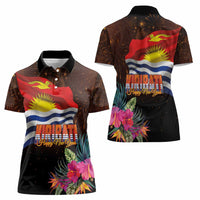 Kiribati Flag and Fireworks Women Polo Shirt First Place Welcome the New Year - Polynesian Pride