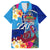 Personalised Haiti 220th Anniversary Independence Day Family Matching Off Shoulder Long Sleeve Dress and Hawaiian Shirt Ayiti Flower with Polynesian Pattern LT03 Dad's Shirt - Short Sleeve Blue - Polynesian Pride