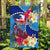 Personalised Haiti 220th Anniversary Independence Day Garden Flag Ayiti Flower with Polynesian Pattern LT03 Garden Flag Blue - Polynesian Pride